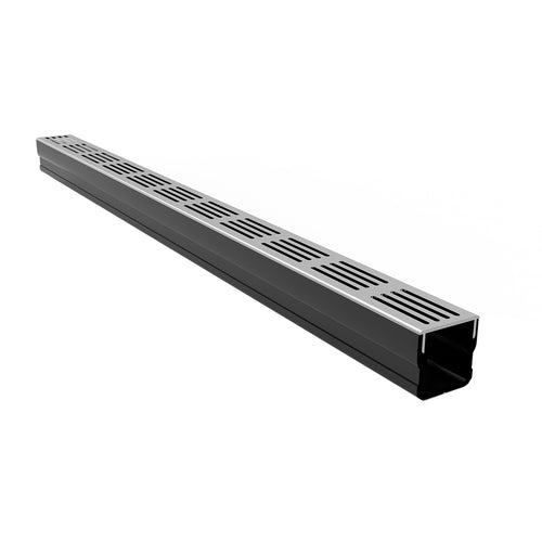 Mini - Alusthetic PVC Threshold Drain With Aluminium Grating 1 Metre Length