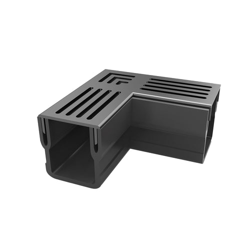 Mini - Alusthetic Threshold Drainage Channel Corner Unit - Black Aluminium