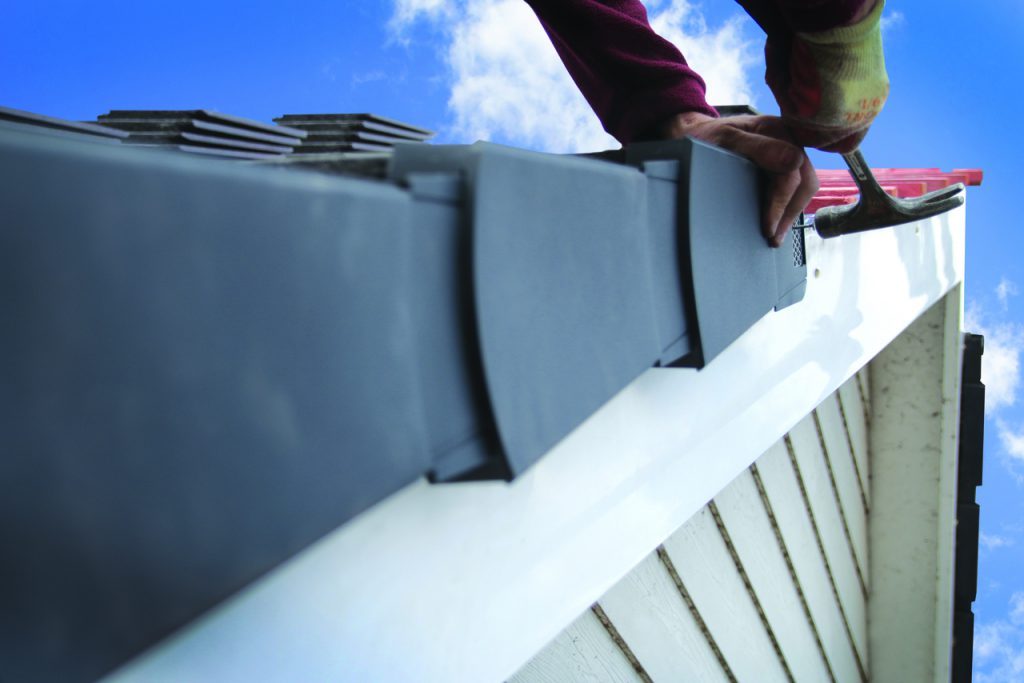 Dry verge units fitted to a gable end of a tiled roof