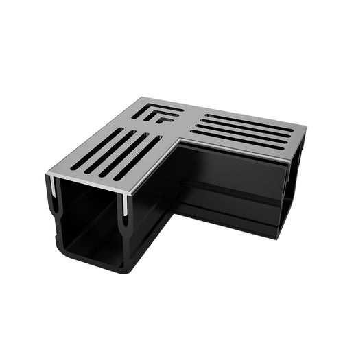 Mini - Alusthetic Threshold Drainage Channel Corner Unit - Silver Aluminium
