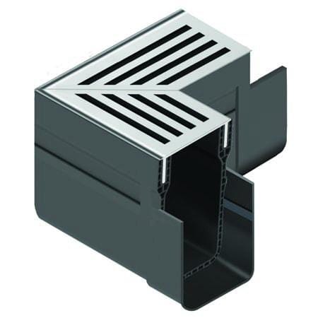 aco threshold drain corner silver