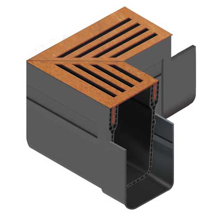 ACO Threshold Drain Corner Unit CorTen Steel