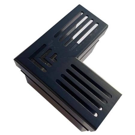 Alusthetic Threshold Drainage Channel Corner Unit - Black Aluminium