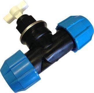Blue MDPE Pipe Plastic Stop Cock 32mm