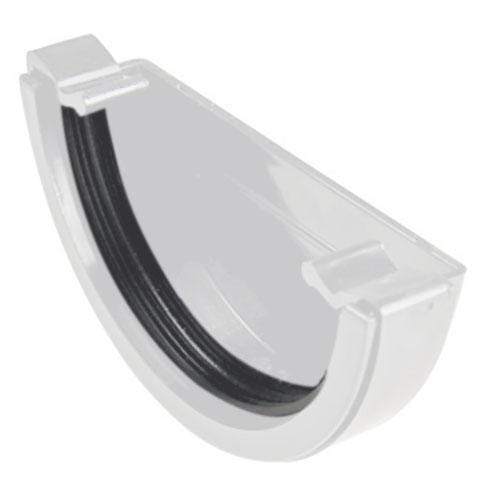 Round Gutter External Stopend 112mm - White