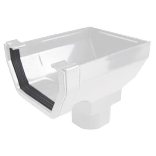 Square Gutter Stopend Outlet - White