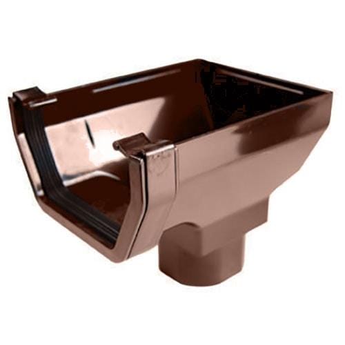 Square Gutter Stopend Outlet - Brown