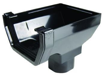 Square Gutter Stopend Outlet - Black