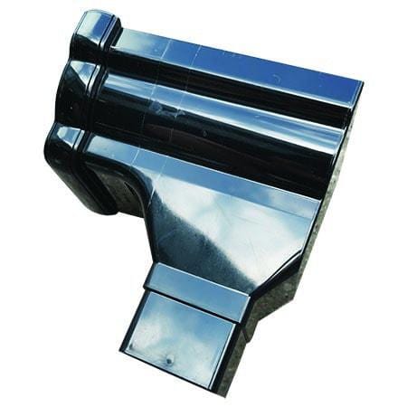 Ogee Gutter Stopend Outlet Right Hand 115mm - Black