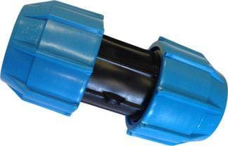 Blue MDPE Pipe Straight Coupler 32mm