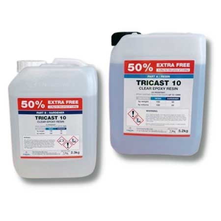 Tricel TriCast 10 Crystal Clear Epoxy Resin - 5kg Kit + 50% Extra Free (7.5kg)