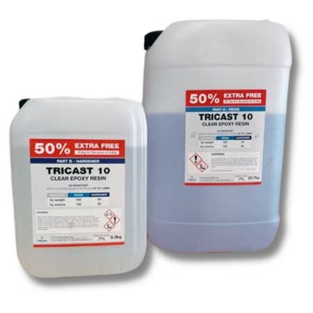 Tricel TriCast 10 Crystal Clear Epoxy Resin - 20kg Kit + 50% Extra Free (30kg)